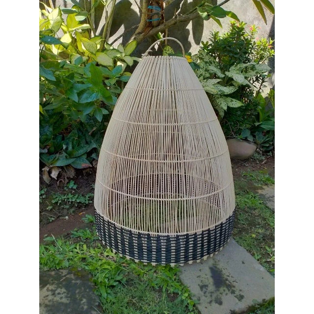 Wicker Tux Weave Organic Modern Pendant Light Large For Sale In Los Angeles - Image 6 of 8