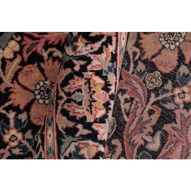 Textile 1990's Floral Gulshan Ayub Pak-Persian Black/Black Wool Rug - 4'8'' X 7'1'' For Sale - Image 7 of 9