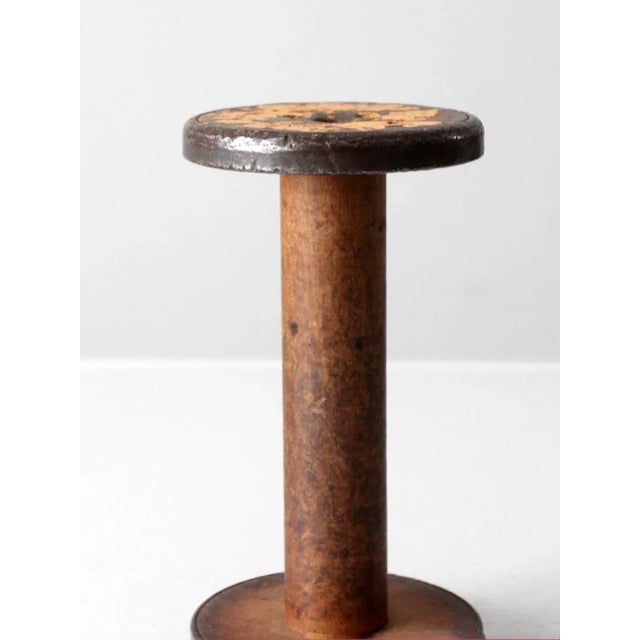 Farmhouse Antique Industrial Wooden Spool For Sale - Image 3 of 10
