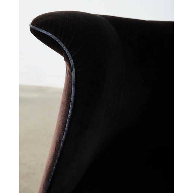 Black Pair of Fendi Casa Velvet Chrome Tulip Chairs For Sale - Image 8 of 12