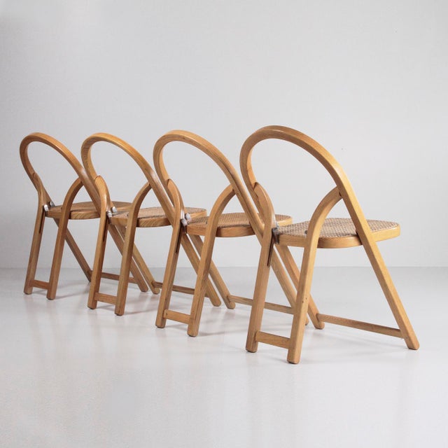 Wood Arca Folding Chairs by Gigi Sabadin for Crassevig, 1970, Set of 4 For Sale - Image 7 of 13