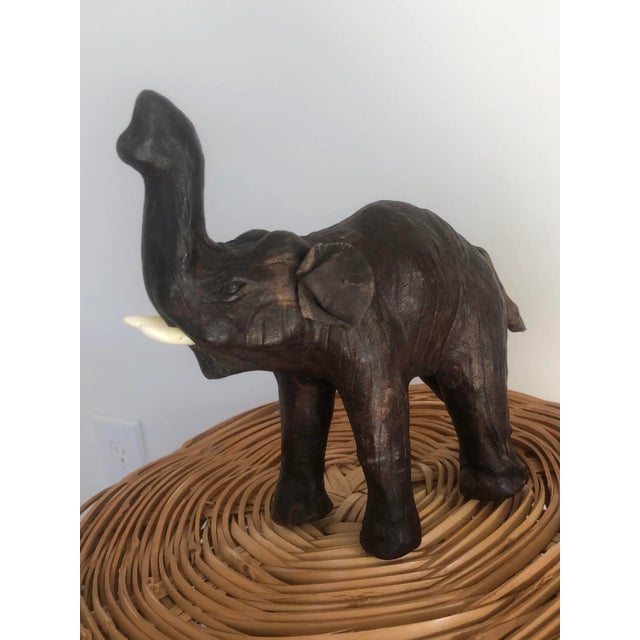 Mid 20th Century Vintage Mid Century Leather Wrapped Elephant Figure For Sale - Image 5 of 12