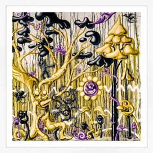 Kenny Scharf Furungle (Gold), Large Framed Archival Print With Diamond Dust, 2021