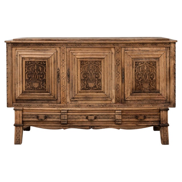 1970s French Gothic Revival Carved Oak Sideboard For Sale - Image 15 of 18