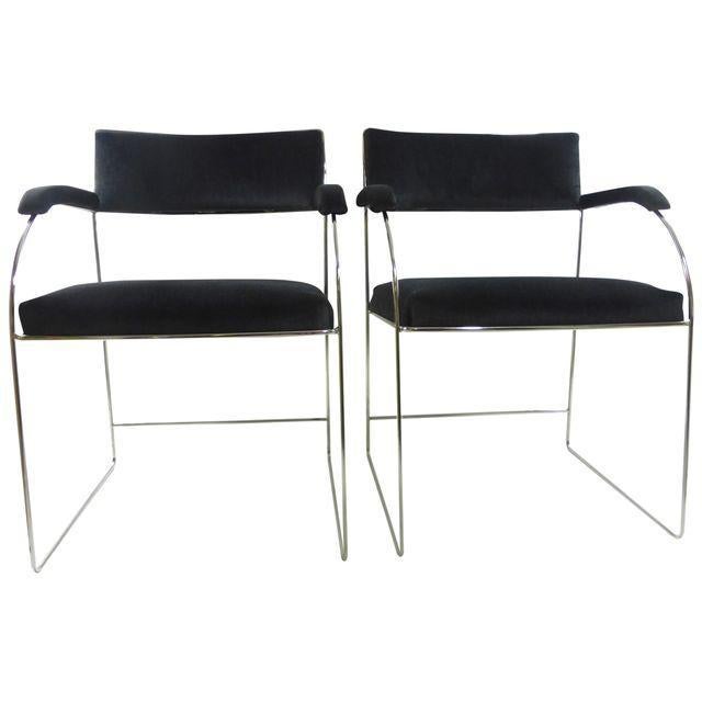 MidCentury Chrome and Cushion Accent Chairs a Pair Chairish