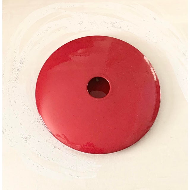 Global Views Round Red Ceramic Disc Sharp Wall Vase For Sale In San Diego - Image 6 of 6