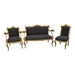 Antique 19th Century French Louis XV Gilded Living Room, Parlor Set- 3 Pieces