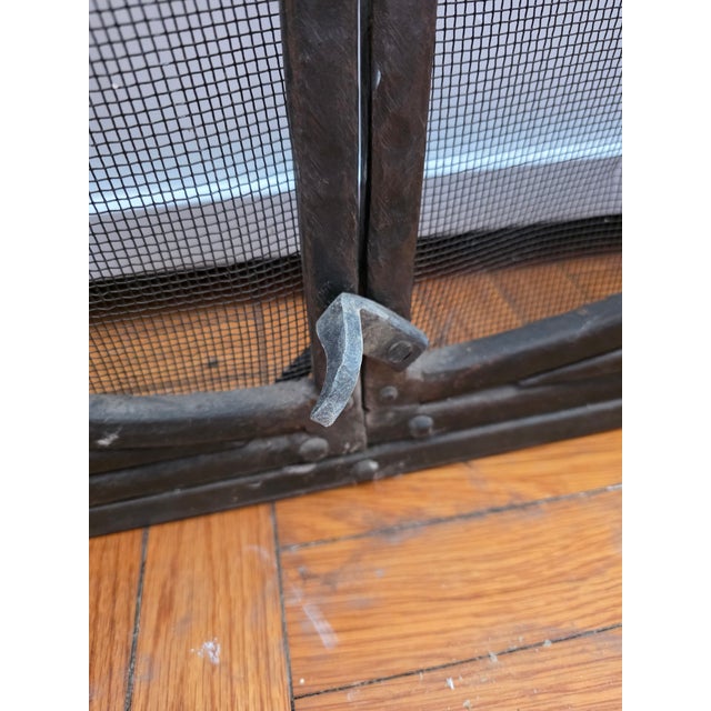 1980s XL Custom Forged Steel Fireplace Screen For Sale - Image 11 of 13