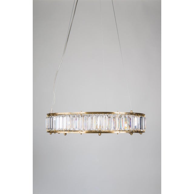 Satin Brass and Precision-Cut Austrian Crystal Chandelier by ZAVADSKI For Sale - Image 4 of 4