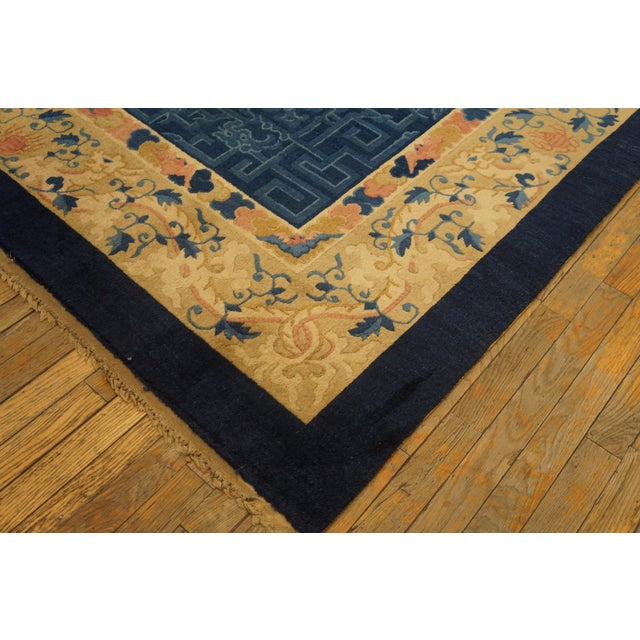 Impressive Blue & Delicate Tone-on-Tone Allover-Floral Design Antique Chinese Peking Rug For Sale - Image 10 of 10