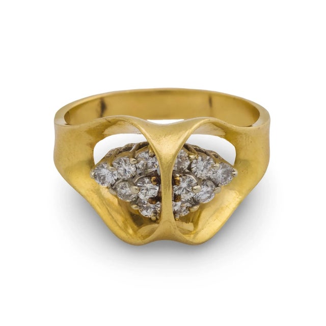 Contemporary Vintage Diamond 14k Yellow Gold Ring, Size 11.5 For Sale - Image 3 of 7