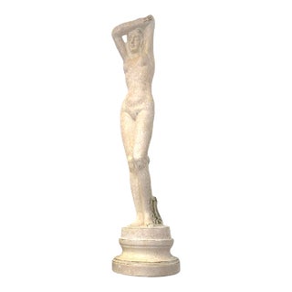 Late 20th Century Classical Greek Plaster Lady Statue, Nude Figure Sculpture, 26"h For Sale