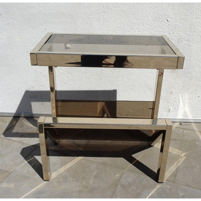 Glass Gilded Magazine Rack or Side Table from Belgo Chrom / Dewulf Selection, 1970s For Sale - Image 7 of 14