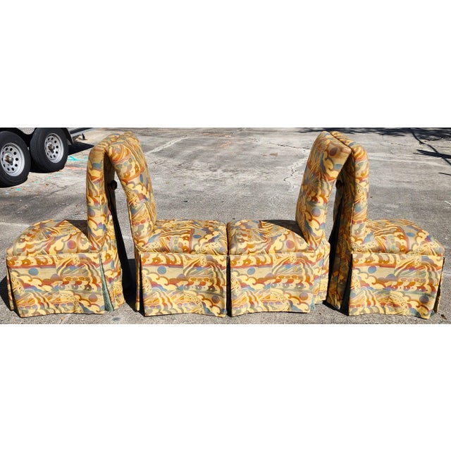 Draped Parsons Dining Chairs - Set of 4 For Sale - Image 4 of 17