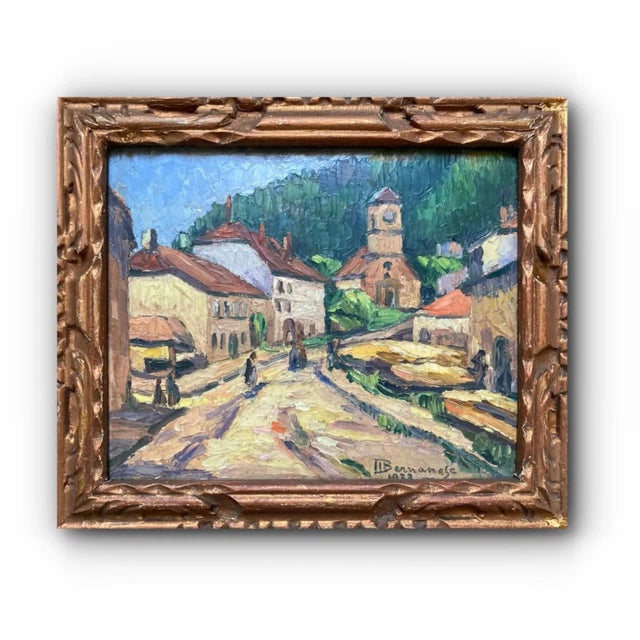 Blue Village Road (20th Century Framed Impressionist European Landscape Painting), Raymond Benanose For Sale - Image 8 of 8