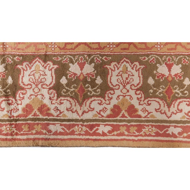 Brown Antique English Axminster Wool Rug For Sale - Image 8 of 12