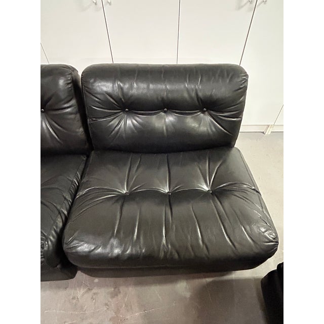 Circa 1970 Original Black Leather Amanta Lounge Chairs by Mario Bellini for C&b Italia For Sale - Image 11 of 18