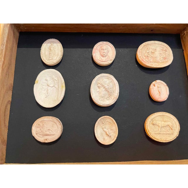 Onyx Italian Plaster Intaglios in Reclaimed 1880s Pine Frame For Sale - Image 8 of 10