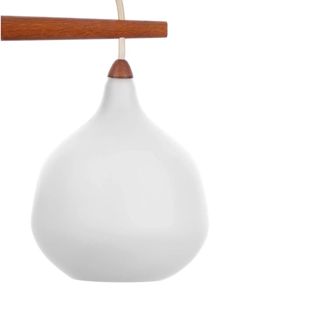 Vintage Pendant Lamp in Teak & Glass by Uno & Östen Kristiansson for Luxus, 1950s For Sale - Image 6 of 7