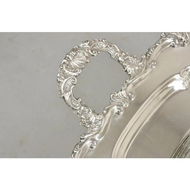 Vintage Victorian Silver Plated Twin Handle Meat Cutlery Serving Platter Tray For Sale - Image 4 of 12
