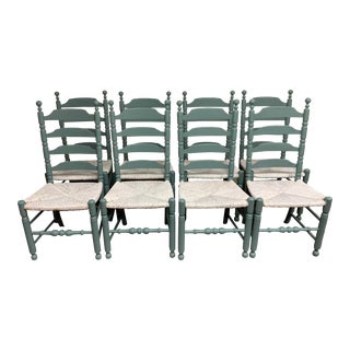 1980s Painted Hitchcock Dining Chairs- Set of 8 For Sale