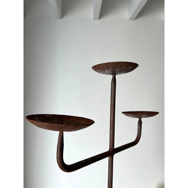 Modern Mid-Century Modernist Candelabra in Wrought Iron, France, 1950s For Sale - Image 3 of 5