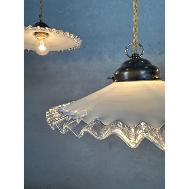 Vintage Opaline Pendant Lights, 1950s, Set of 5 For Sale - Image 6 of 13