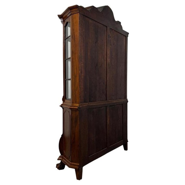 Antique Dutch Walnut Display Cabinet Vitrine with Glazed Doors For Sale - Image 10 of 12