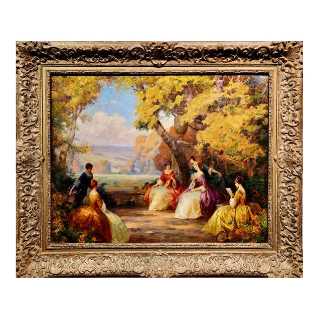 Joseph Tomanek-19th Century Elegant Women Having an Outdoor Party-Oil Painting For Sale