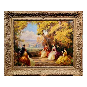 Joseph Tomanek-19th Century Elegant Women Having an Outdoor Party-Oil Painting