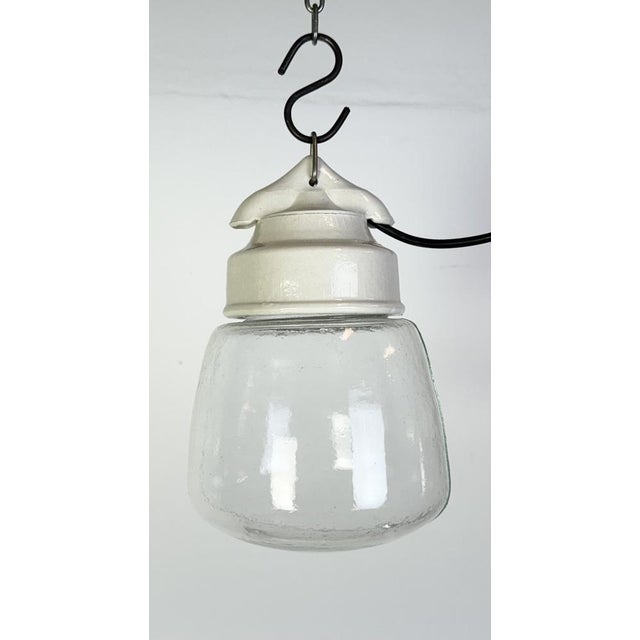 Vintage White Porcelain Pendant Light, 1970s For Sale - Image 9 of 14
