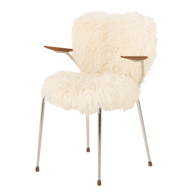 Mid-Century Long Hair Sheepskin Chair, Denmark, 1950s For Sale