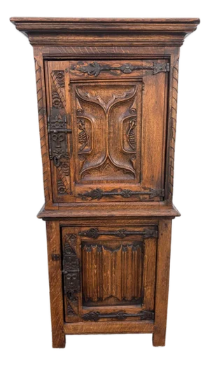 A Finely Carved Medieval Style Gothic Cabinet