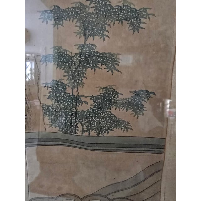 A very fine antique chinese handpainted painting in a vintage pre mid century frame ( guaranteed 80 years old or older...