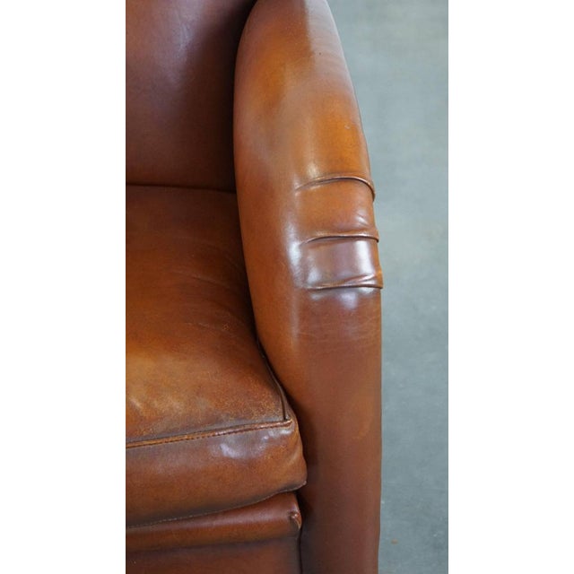 Cognac-Colored Sheep Leather Chair For Sale - Image 10 of 14