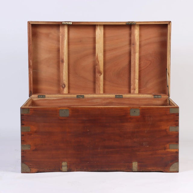 Brown Late 19th Century Campaign Marine Chest in Camphor Wood For Sale - Image 8 of 9