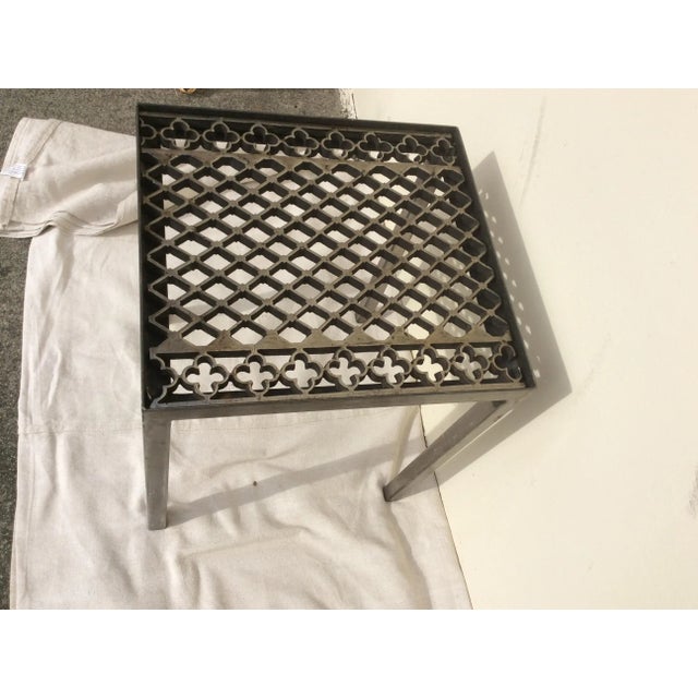 Great antique polished steel subway grate in custom table base. Can be used with or without a glass top. Great little...