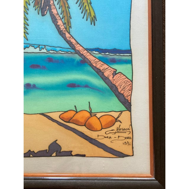 1991 French Polynesian Figurative Watercolor Paintings by Emmanuel Masson, Framed - Set of 2 For Sale - Image 4 of 8