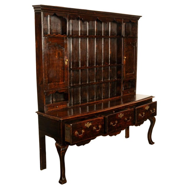 Brown Antique All Period Georgian Queen Anne Carved Oak Welsh Dresser Plate Rack 1750 For Sale - Image 8 of 13
