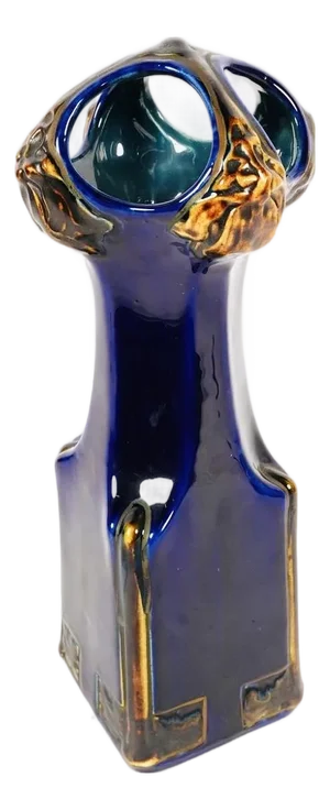 Mid 20th Century Striking Cobalt Blue Amphora Art Nouveau Style Tower Vase With Openwork Handles