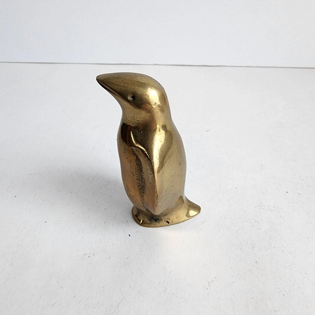 Mid-Century Modern Mid Century Brass Penguin Figurine Vintage 1970s Petite 3.5” Tall For Sale - Image 3 of 11
