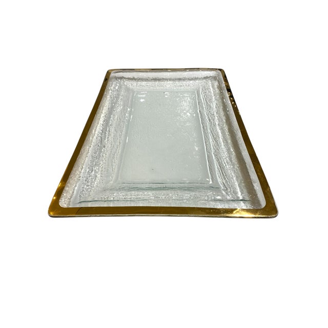 Late 20th Century Extra-Large Annieglass Roman Antique Gold Trim Glass Tray For Sale - Image 5 of 12