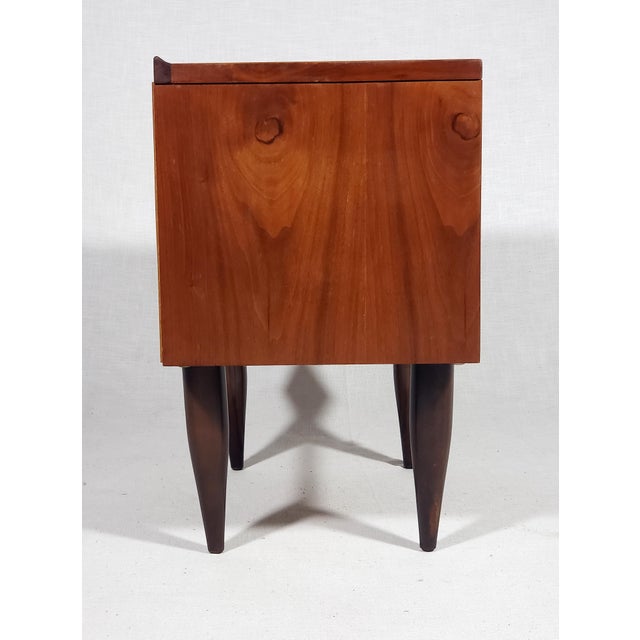 1960s Vintage Original Mid-Century Modern Harmony House All Wood Walnut Nightstand (One) With Tapered Legs For Sale - Image 5 of 11
