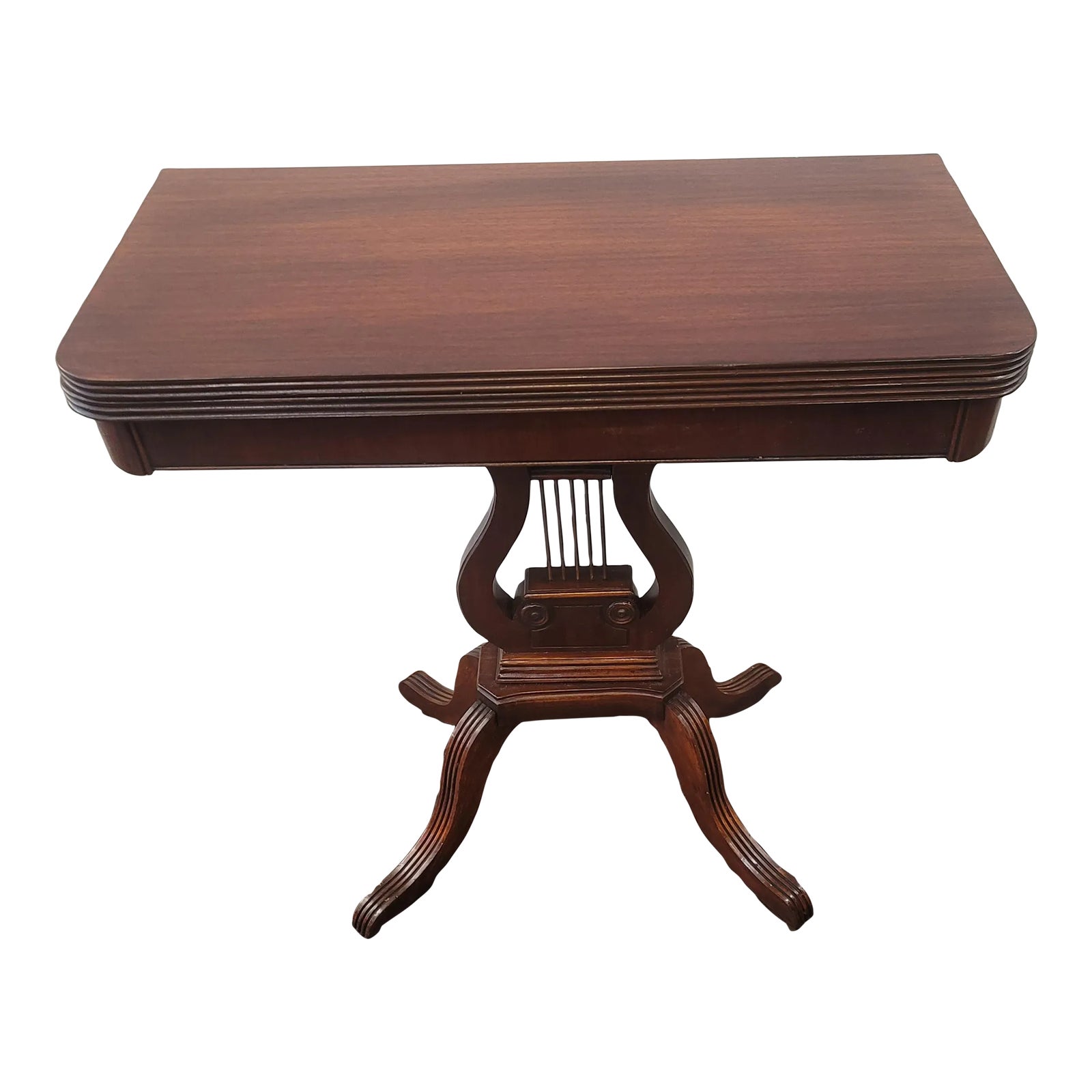 Antique 1920s Mahogany Duncan Phyfe Game Table Harp Style American ...