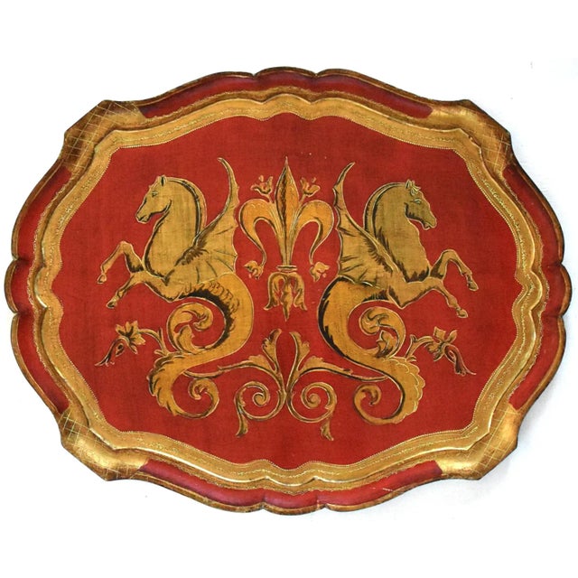 Mid-Century Extra Large Florentine Tray With Seahorses For Sale - Image 11 of 11