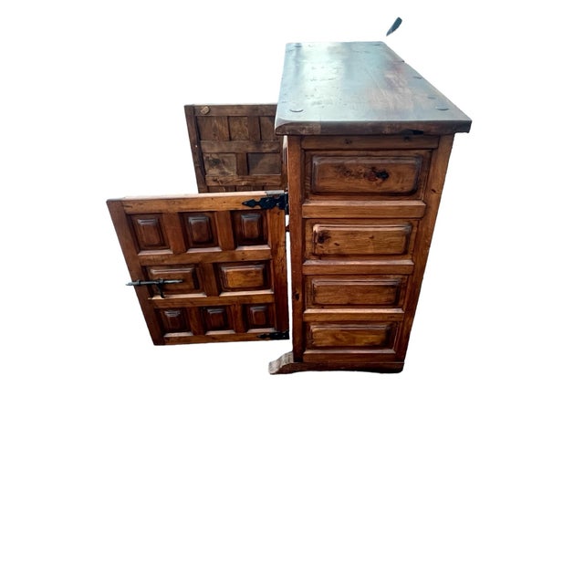 Chestnut 20th Century Baroque Style Carved Buffet With Two Drawers For Sale - Image 8 of 12