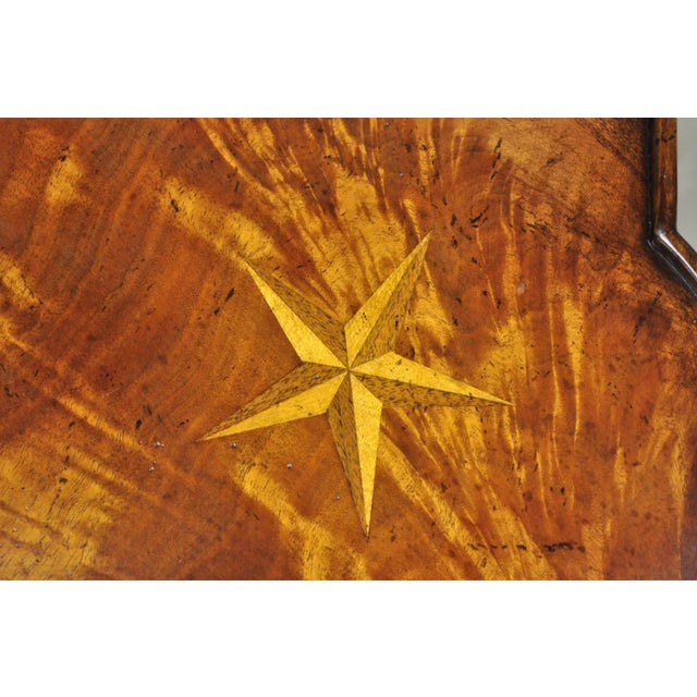 Contemporary Italian Regency Style Star Inlay Cabriole Leg Burl Wood Game Table For Sale - Image 10 of 13