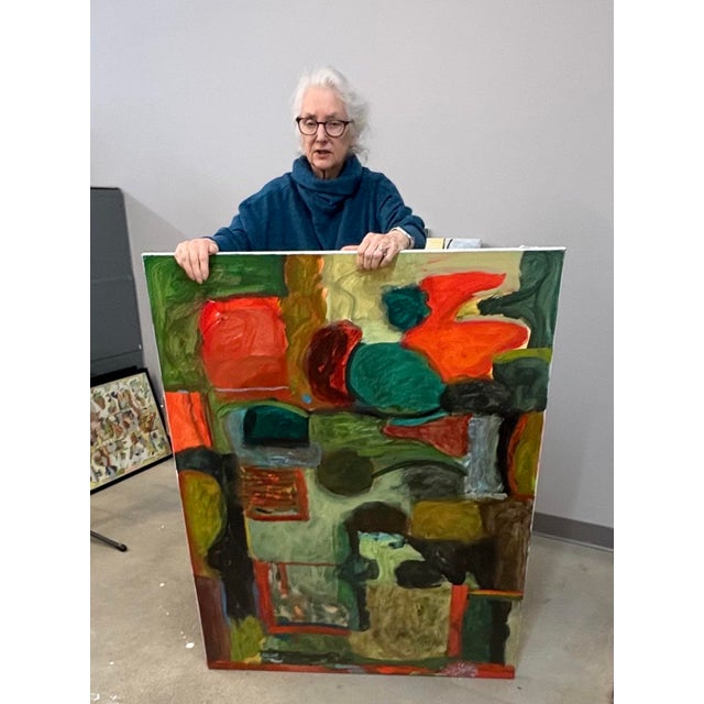 Large Abstract Acrylic Painting by Marjorie Schlossman, Signed, 48” X 36” For Sale - Image 4 of 8