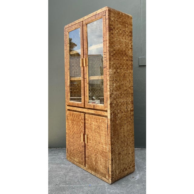Vintage Woven Rattan Cabinet For Sale - Image 9 of 12
