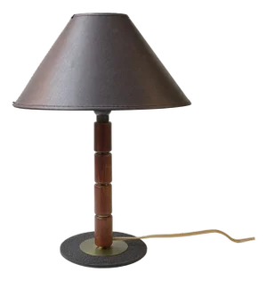 Swedish Modern Teak and Brass Table Lamp with Black Shade